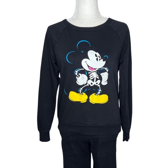 Disney Glowing Mickey Mouse Skeleton Glow in the Dark Black Junior Large L Youth - Picture 9 of 17